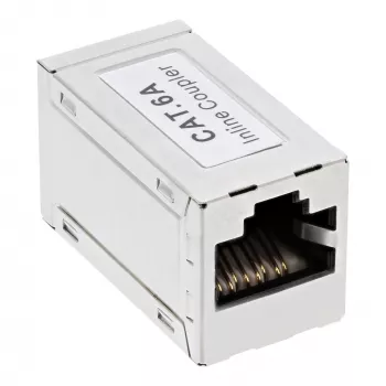 Adaptador InLine Cat.6A, totalmente blindado, metal, 2x RJ45 F/F, 1:1