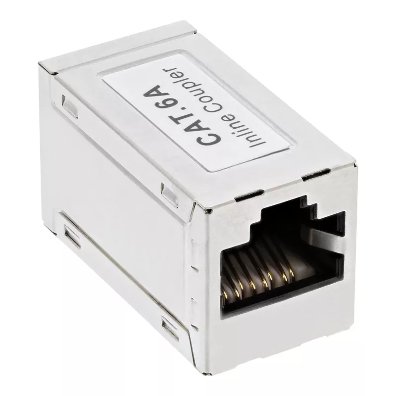 Adaptador InLine Cat.6A, totalmente blindado, metal, 2x RJ45 F/F, 1:1