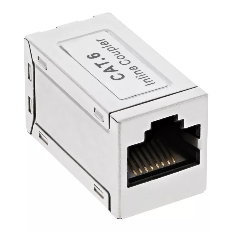 Adaptador InLine Cat.6, blindado, metal, 2x RJ45 F/F, 1:1