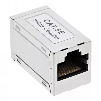 Adaptador InLine Cat.5e, totalmente blindado, metal, 2x RJ45 F/F, 1:1
