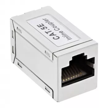 Adaptador InLine Cat.5e, totalmente blindado, metal, 2x RJ45 F/F, 1:1