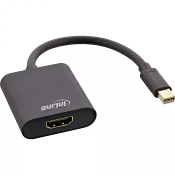 Adaptador Mini DisplayPort para HDMI InLine 4K/60Hz com áudio, alumínio, 0,15 m, preto