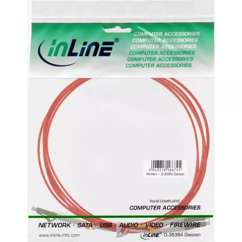 Cabo de fibra ótica duplex LC/LC InLine 88541 50/125µm OM2 1m