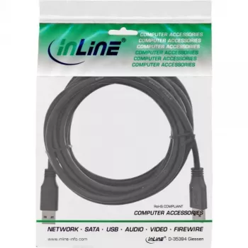 Cabo InLine USB 3.2 Gen.1 Type-A macho / macho, preto, 3 m