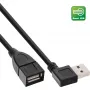 Cabo inteligente InLine USB 2.0 angular + reversível Type-A macho / fêmea preto 2m