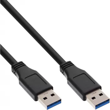 Cabo InLine USB 3.2 Gen.1 Type-A macho / macho, preto, 0,5 m