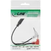 Cabo adaptador de áudio InLine para auscultadores, 2 fichas de 3,5 mm para conector fêmea de 3,5 mm de 3 polos, 0,15 m