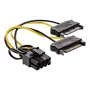 Cabo adaptador de alimentação InLine, 2 fichas SATA / ficha PCI-Express de 8 pinos, 0,15 m