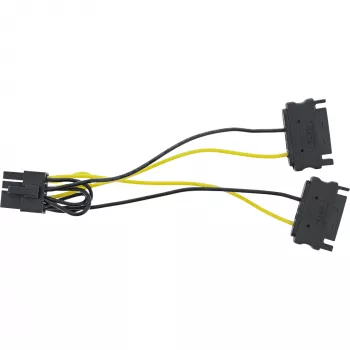Cabo adaptador de alimentação InLine, 2 fichas SATA / ficha PCI-Express de 8 pinos, 0,15 m