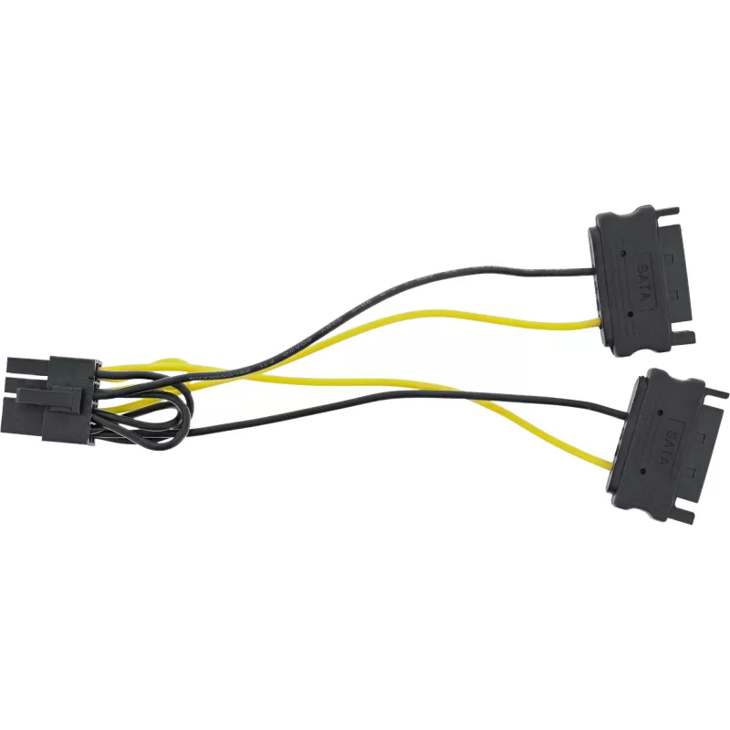 Cabo adaptador de alimentação InLine, 2 fichas SATA / ficha PCI-Express de 8 pinos, 0,15 m