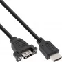 Adaptador HDMI 4K2K Type-A macho / Type-A fêmea com flange 0,6 m InLine 17500B