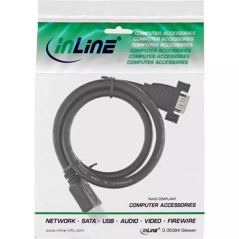 Adaptador HDMI 4K2K Type-A macho / Type-A fêmea com flange 0,6 m InLine 17500B