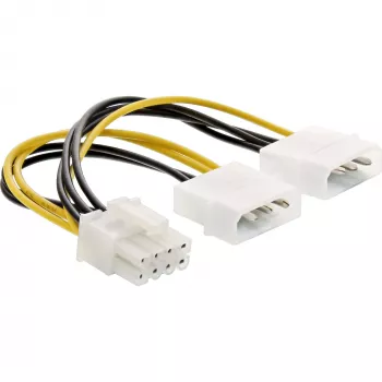 Cabo adaptador de alimentação InLine, 2 fichas de 5,25 polegadas / ficha PCI-Express de 8 pinos, 0,15 m