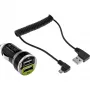 Conjunto de carregamento USB DUAL+ para automóvel InLine, fonte de alimentação com cabo espiral de 1 m