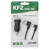 Conjunto de carregamento USB DUAL+ para automóvel InLine, fonte de alimentação com cabo espiral de 1 m