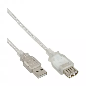 Cabo de extensão USB 2.0 Type-A macho/fêmea InLine 34650 0,5 m transparente