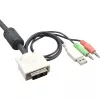 Comutador KVM InLine 4 portas DVI-D + USB + áudio incl. 2 conjuntos de cabos