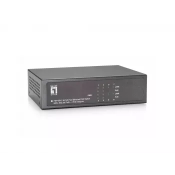 Switch Fast Ethernet PoE LevelOne 8 portas, 802.3at/af PoE, 4 saídas PoE, 65W