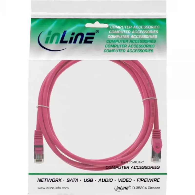 Cabo de rede SF/UTP Cat.5e rosa InLine 0,3m