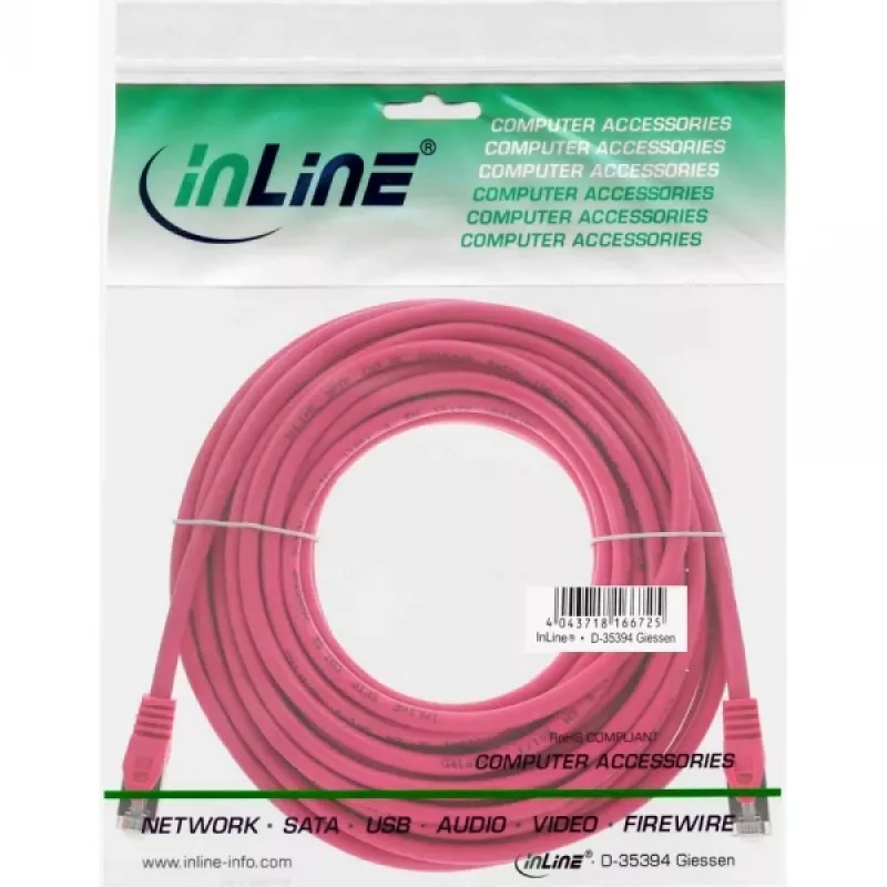 Cabo de rede SF/UTP Cat.5e rosa InLine 15m