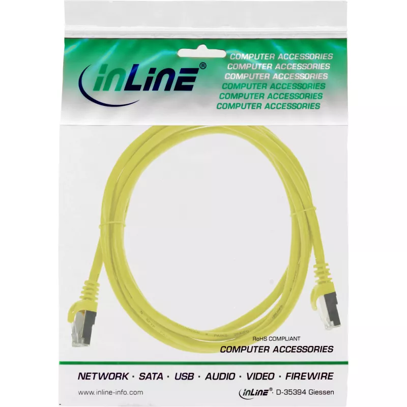 Cabo de rede InLine Cat5e SF/UTP, 1 m, amarelo