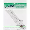 Régua de tomadas InLine CEE 7/3, 6 tomadas, proteção contra sobretensão, interruptor, branco