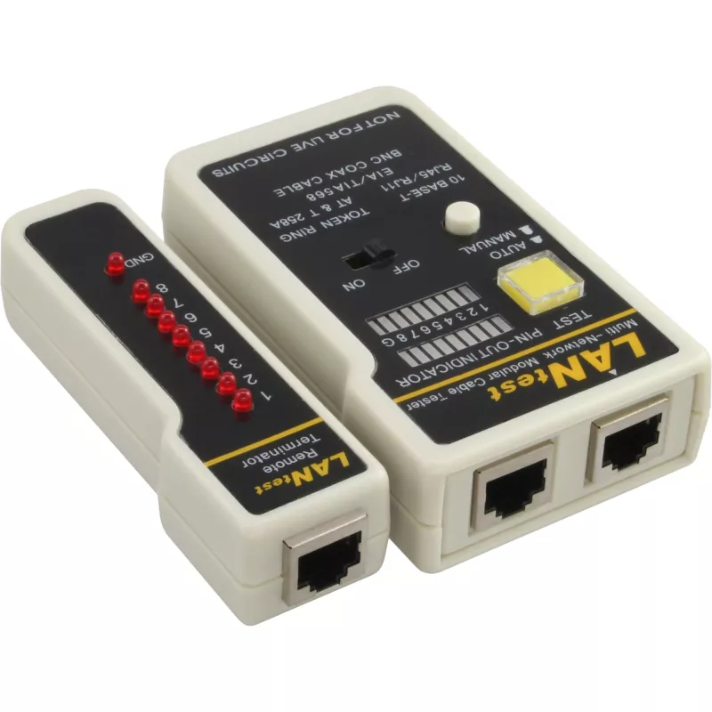 Testador de cabos de rede InLine 79998 para BNC RJ11 RJ45