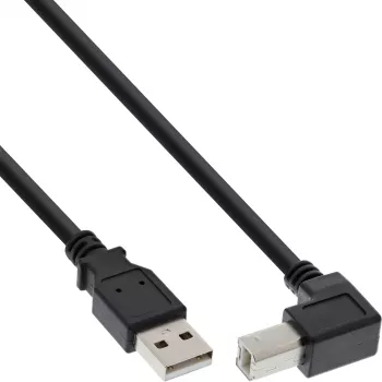 Cabo USB 2.0 InLine em ângulo Type-A macho / B macho, preto, 2m