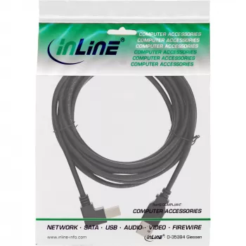 Cabo USB 2.0 InLine em ângulo Type-A macho / B macho, preto, 2m