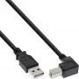 Cabo USB 2.0 InLine em ângulo Type-A macho / B macho, preto, 0,5 m