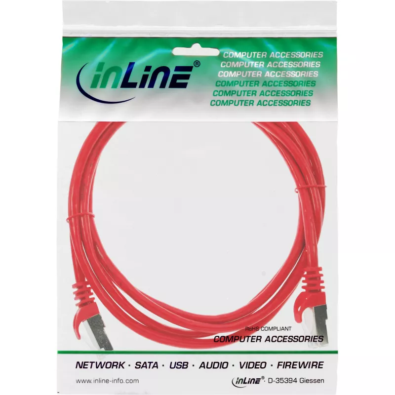 Cabo de rede SF/UTP Cat.5e vermelho 1m InLine