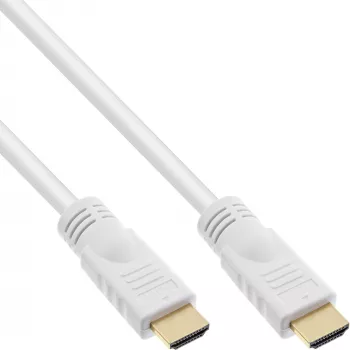 Cabo HDMI High Speed InLine com Ethernet, M/M, branco, contactos dourados, 5 m