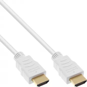 Cabo HDMI High Speed InLine com Ethernet, M/M, branco, contactos dourados, 3 m