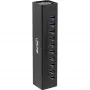 Hub USB 3.0 InLine 10 portas caixa de alumínio com fonte de alimentação 4A, preto