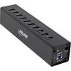 Hub USB 3.0 InLine 10 portas caixa de alumínio com fonte de alimentação 4A, preto