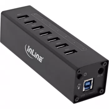 Hub USB 3.0 InLine, 7 portas, caixa de alumínio, com fonte de alimentação 2,5A
