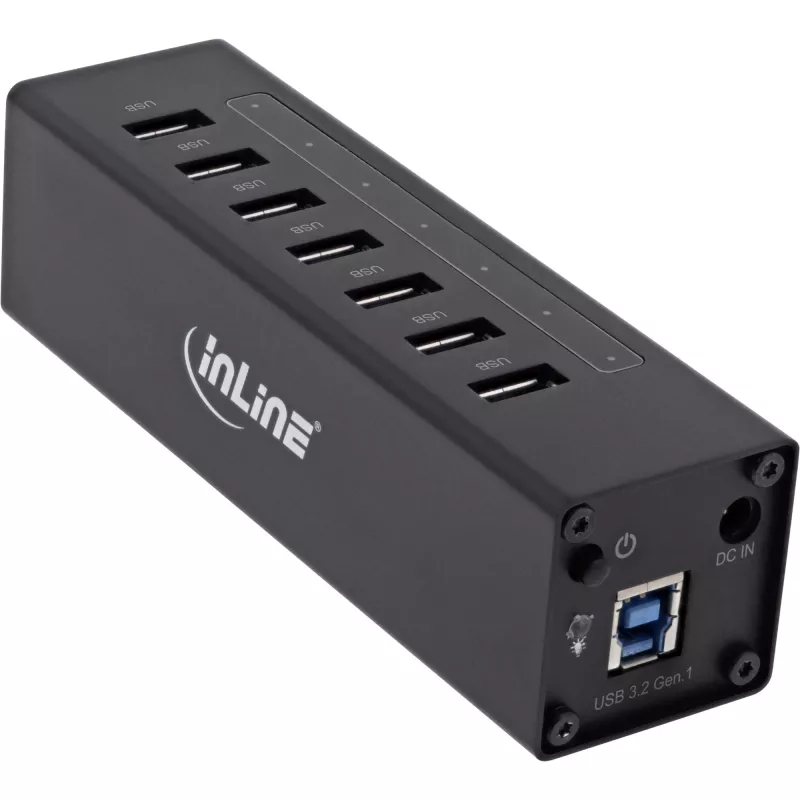 Hub USB 3.0 InLine, 7 portas, caixa de alumínio, com fonte de alimentação 2,5A