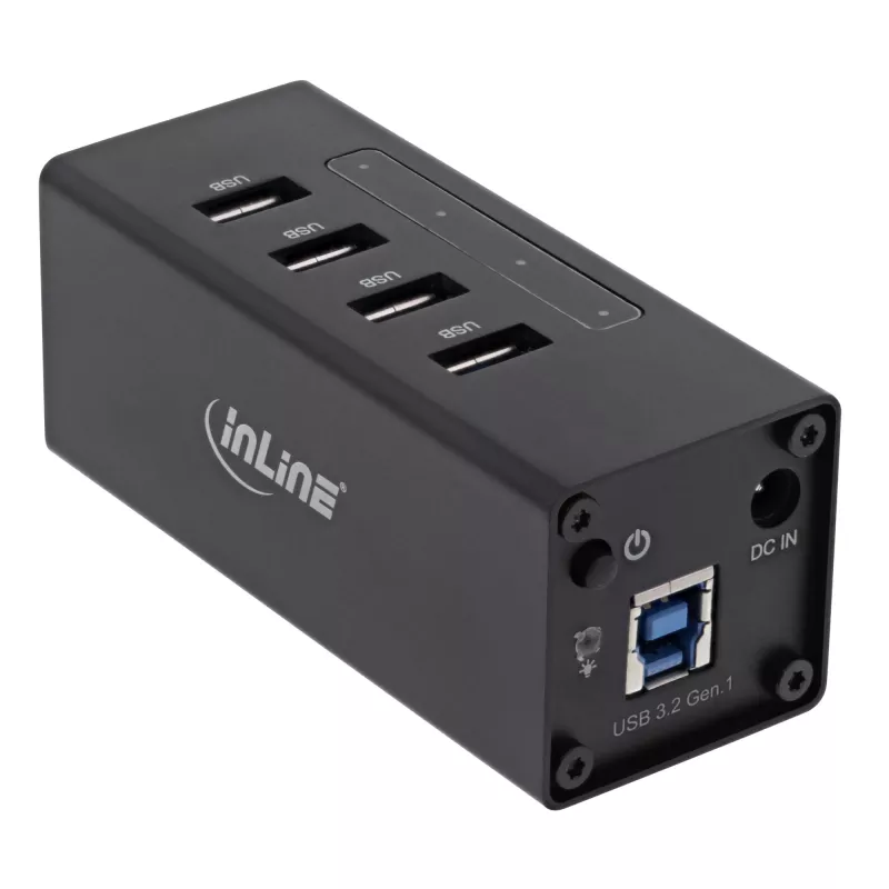 Hub USB 3.0 InLine, 4 portas, caixa de alumínio, com fonte de alimentação 2,5A