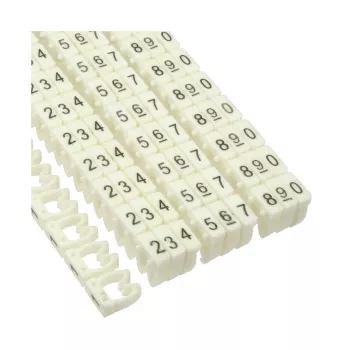Anéis de marcação de cabos 6 mm InLine n.º 0–9, plástico, branco, 100 unid.