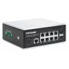 Intellinet 508278 switch industrial de 8 portas Gigabit Ethernet PoE+ L2+ gerido por web, 2x SFP, 30 W por porta, calha DIN, de -40 a 85 °C, IP30, sem ventoinha