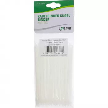 Abraçadeiras InLine 150 mm branco, pack de 100 – comprimento 150 mm, fixações de nylon