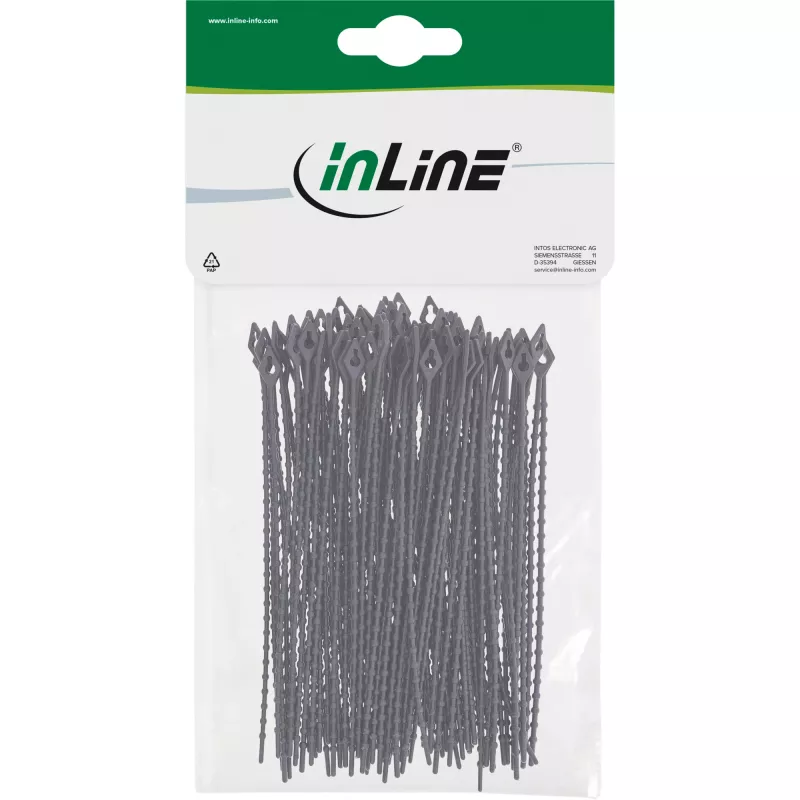 Abraçadeiras InLine 150 mm preto, pack de 100 – fitas de fixação para cabos