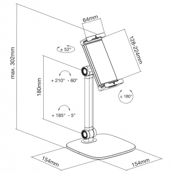 Suporte de mesa para tablet InLine com base, até 12,9