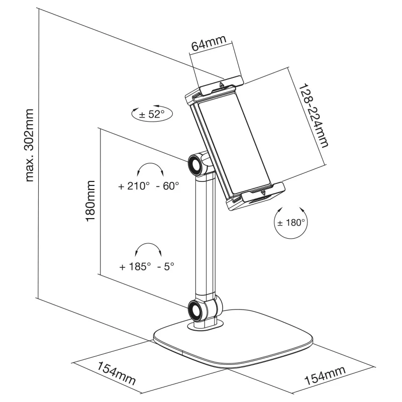 Suporte de mesa para tablet InLine com base, até 12,9