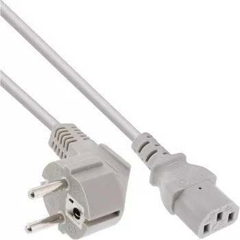 Cabo de alimentação InLine, CEE 7/7 angular / ficha IEC C13 de 3 polos, cinzento, 5 m
