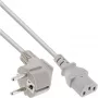 Cabo de alimentação InLine, CEE 7/7 angular / ficha IEC C13 de 3 polos, cinzento, 5 m