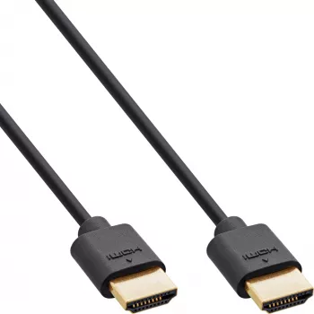 Cabo HDMI Slim Ultra High Speed M/M 8K4K banhado a ouro preto 0,5 m InLine