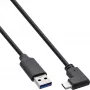 Cabo USB 3.2 InLine, ficha USB-C angular para ficha USB-A, preto, 1,5 m