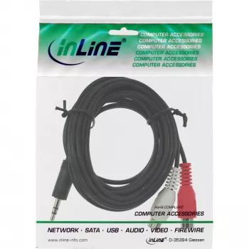Cabo de áudio 2x conector fêmea RCA / ficha estéreo 3,5 mm, 5 m InLine 89941D