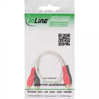Cabo RCA InLine 2x ficha/ficha RCA – banhado a ouro, 1 m, branco